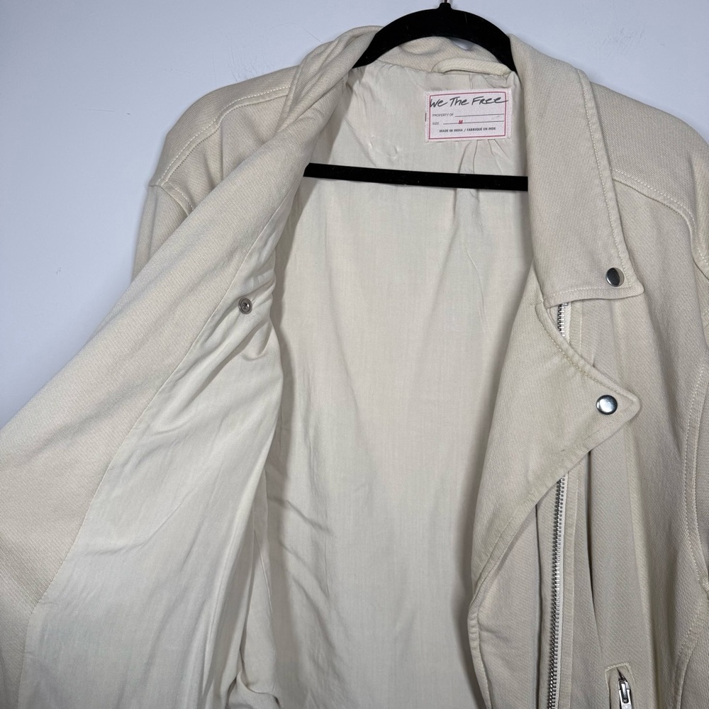 We The Free Free People Cream Cotton Moto Jacket Size M - Picture 6 of 8